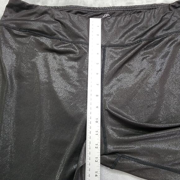 Pro Player Pants Womens 3X Black Shiny Iridescent Cropped Leggings Workout Yoga - Picture 7 of 10